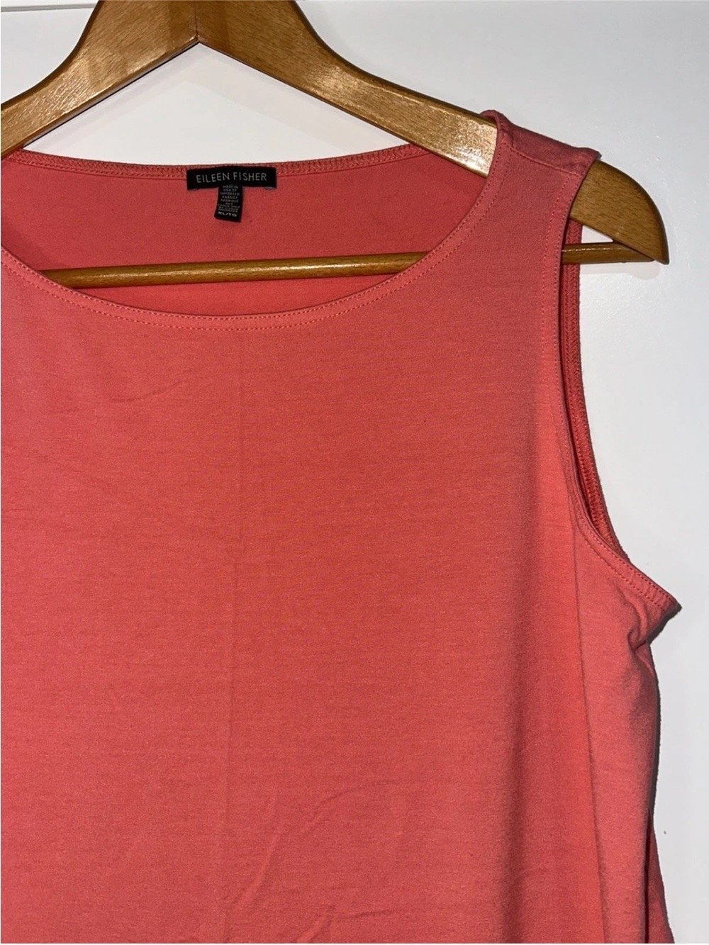 EILEEN FISHER XL Pink/Coral Sleeveless Tunic Tank Top Jersey Casual Closet Basic - Picture 3 of 9